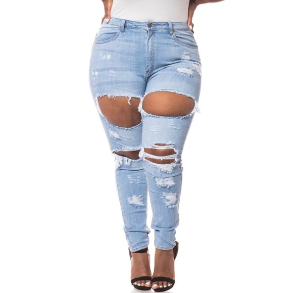 1x-3x New SEXY STREET PLUS LIGHT DENIM JEA… - Picture 5 of 9